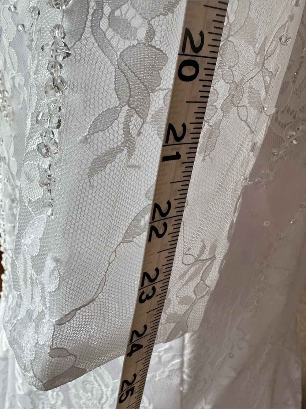 NWOT White Beaded Lace Wedding Dress Long Sleeve Mermaid Gown Sheer Back Train - Picture 13 of 14